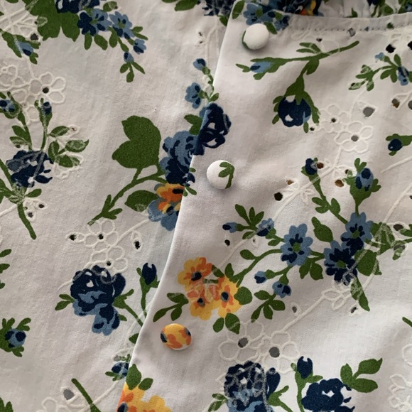 Zara Floral Eyelet Ruffle Top XS - Picture 3 of 9